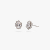 Oval crystal silver earrings
