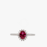 Ruby oval flower ring
