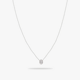 oval crystal silver necklace
