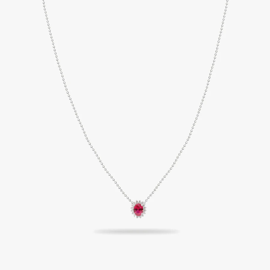 Ruby oval flower necklace